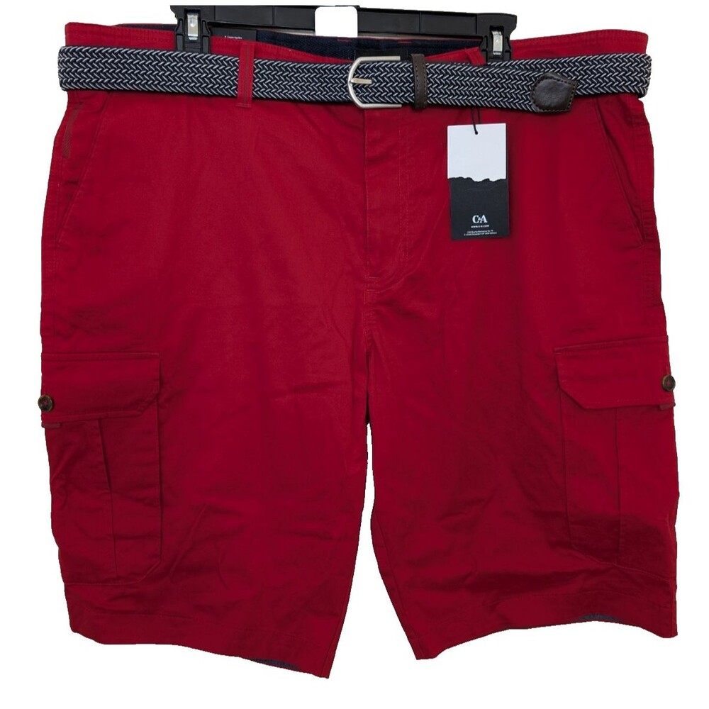 Westbury Men's Cargo Short Red With Belt Regular Fit Size 40